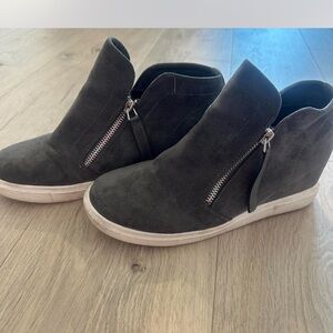 Madden Girl Dark Gray Suede Wedge Sneaker Boots